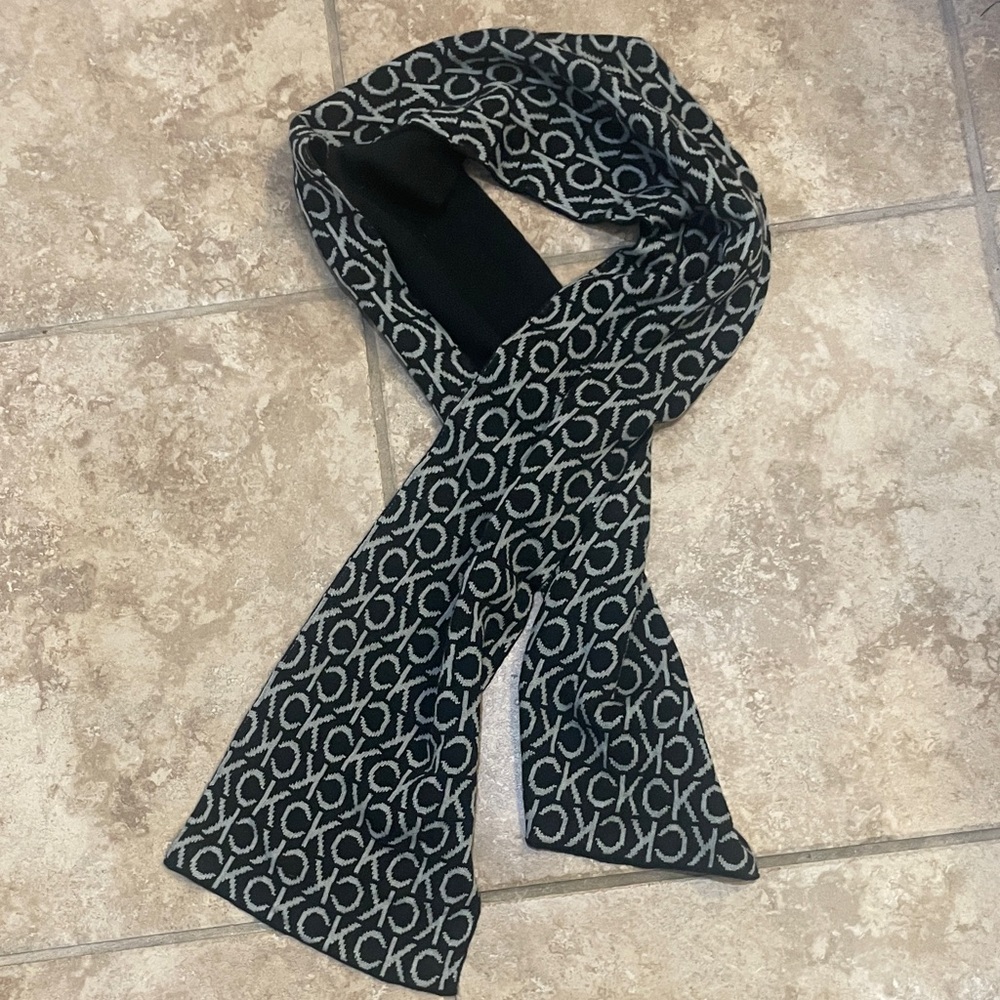 Calvin Klein Black and White Monogram Scarf